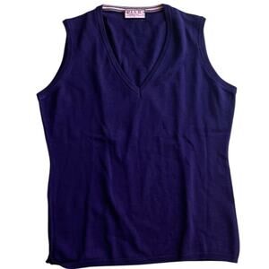 Thomas Pink Purple Merino Wool V-Neck Knit Tank Top Women's Size M